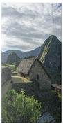 Ancient Ruins With Majestic Mountain Backdrop Bath Towel