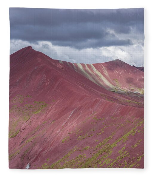 Vibrant Red Mountain Landscape Fleece Blanket