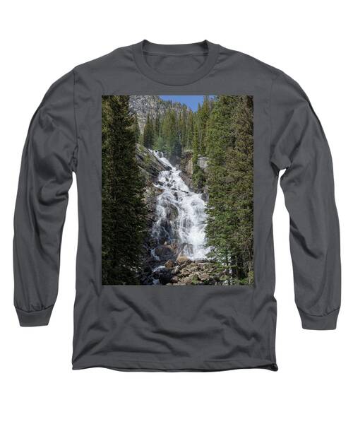 Waterfall Amidst Forest Landscape Long Sleeve T-Shirt