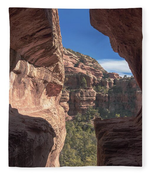 Canyon View Framed By Rocky Cliffs Fleece Blanket