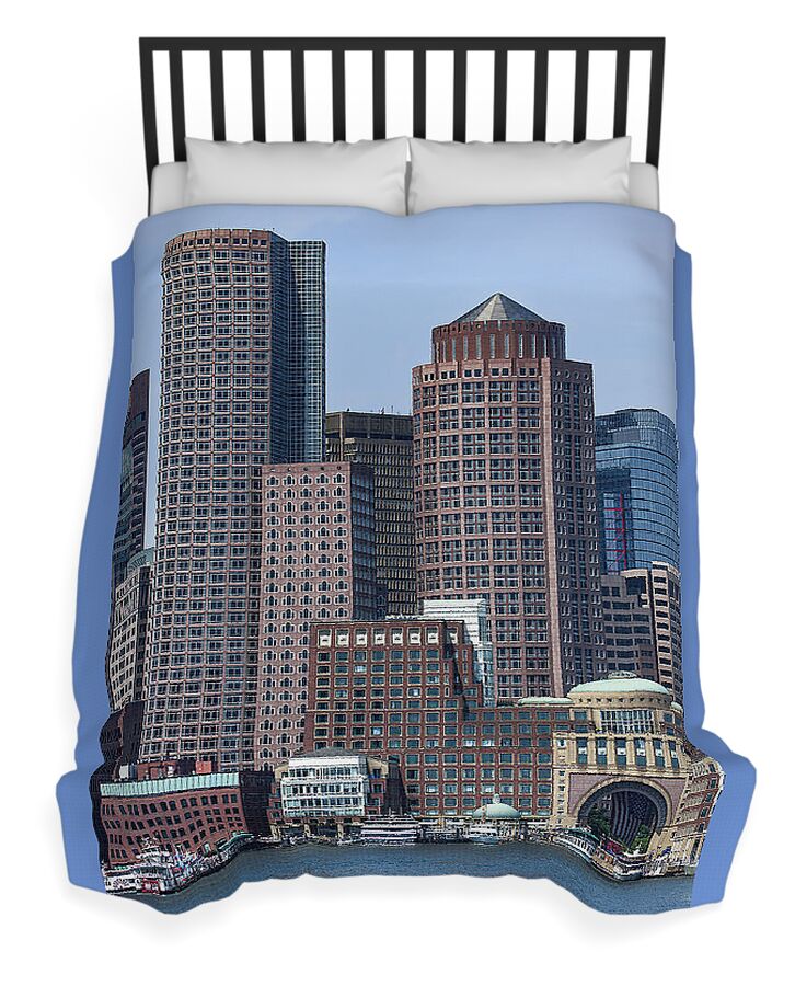 Boston Skyline by the Water Duvet Cover
