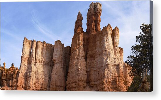 Majestic Rock Formations Under Blue Sky In Bryce Canyon National Park Acrylic Print