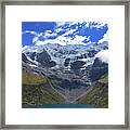 Majestic Mountain Overlooks Humantay Lake Framed Print