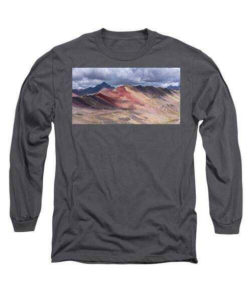 Rainbow Mountain Range Under Cloudy Skies Long Sleeve T-Shirt