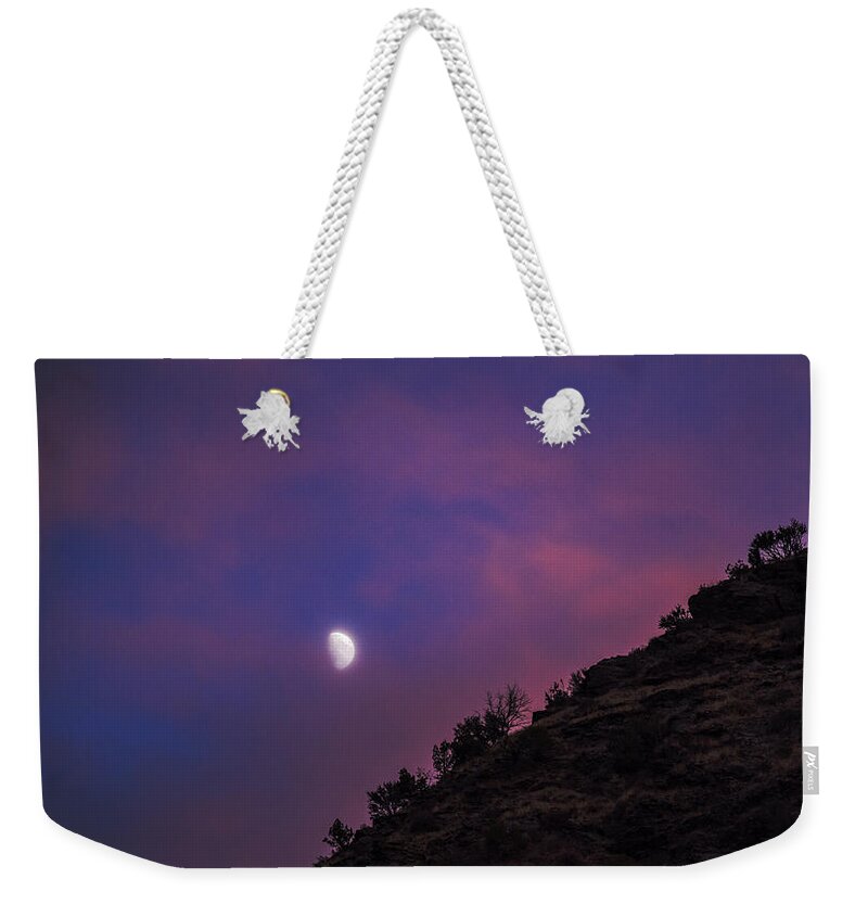 Moonlit Evening Over Silhouetted Hills Weekender Tote Bag