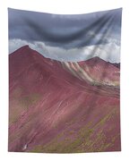 Vibrant Red Mountain Landscape Tapestry