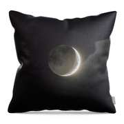 Shimmering Crescent Among Clouds Throw Pillow