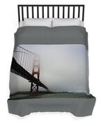 Golden Gate Bridge Disappears Into Misty Fog Duvet Cover