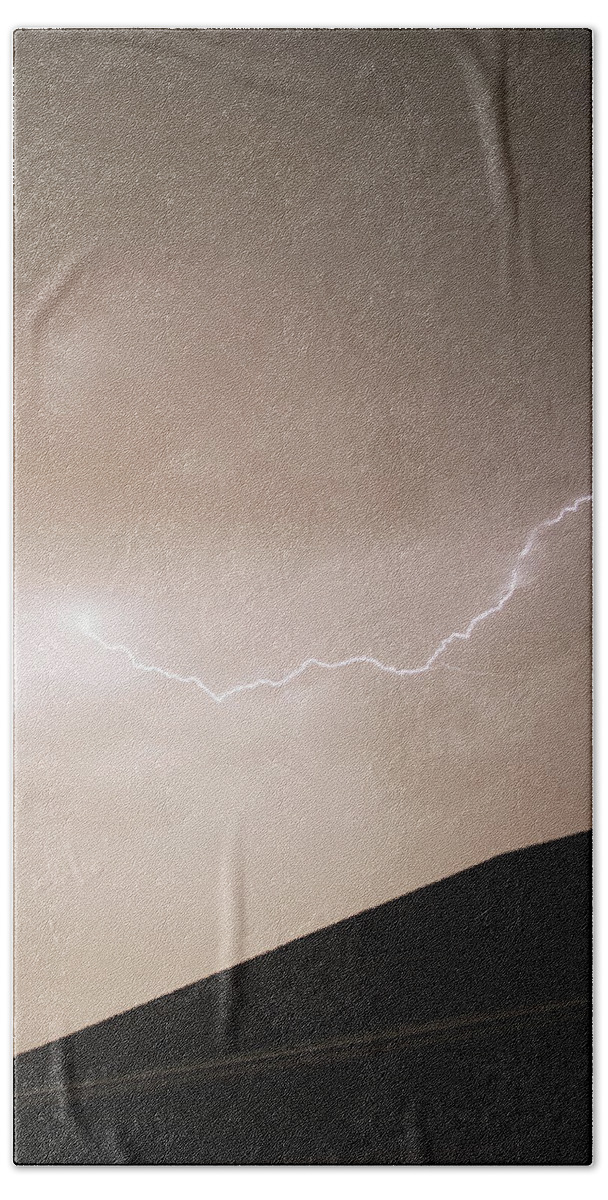 Lightning Illuminates Night Sky Hand Towel