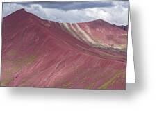Vibrant Red Mountain Landscape Greeting Card