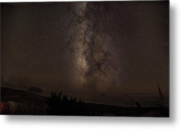 Milky Way Over Tranquil Shoreline Metal Print