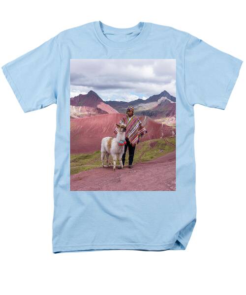 Peruvian Scene With Red Valley And Llama Men's T-Shirt  (Regular Fit)