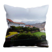 Street Scene with Colorful Mural Throw Pillow