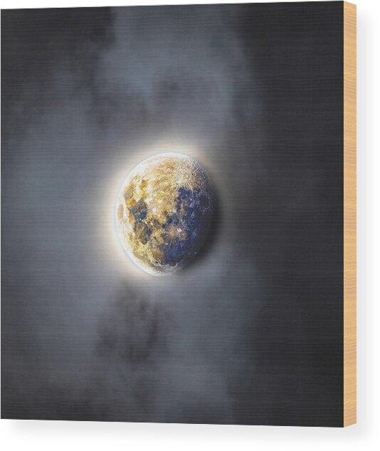 Celestial Moon In Ethereal Glow Wood Print