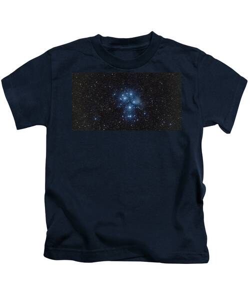 Pleiades Cluster in Cosmic Night Kids T-Shirt by Brandon Wichmann