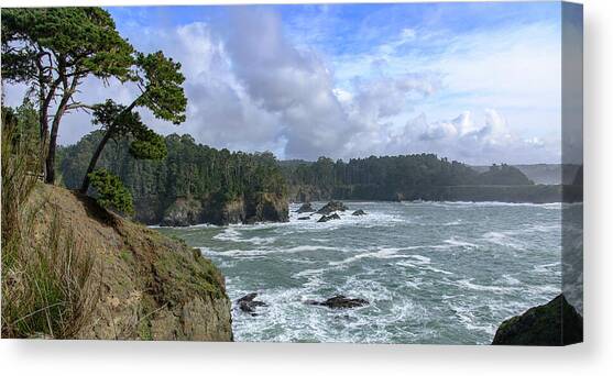 Coastal Serenity with Rugged Cliffs Canvas Art Print by Brandon Wichmann
