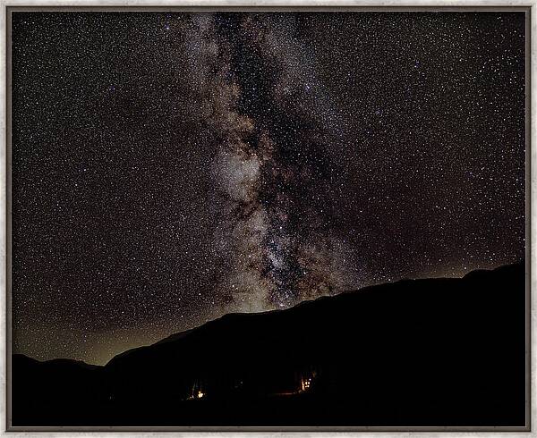 Starry Night Over Mountain Landscape Framed Print