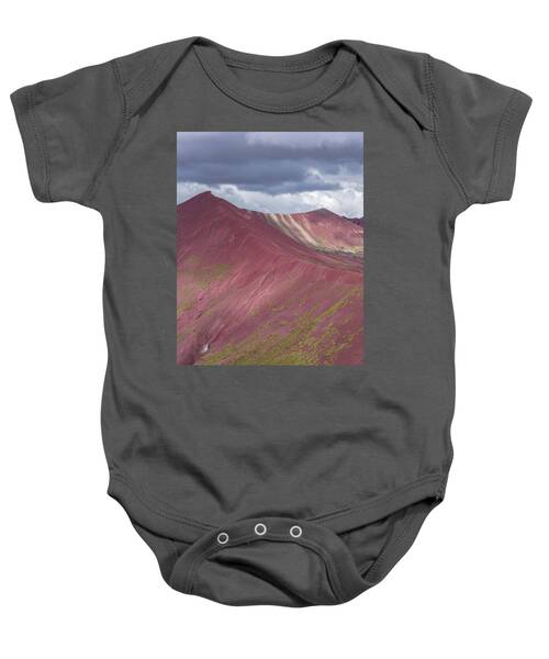 Vibrant Red Mountain Landscape Baby One-Piece