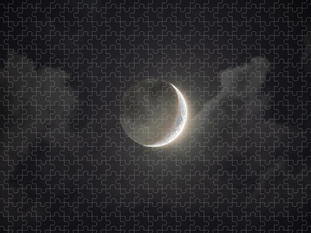 Shimmering Crescent Among Clouds Jigsaw Puzzle
