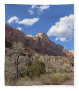 Majestic Mountain Under Clear Blue Sky Fleece Blanket