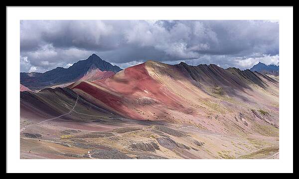 Rainbow Mountain Range Under Cloudy Skies Framed Print