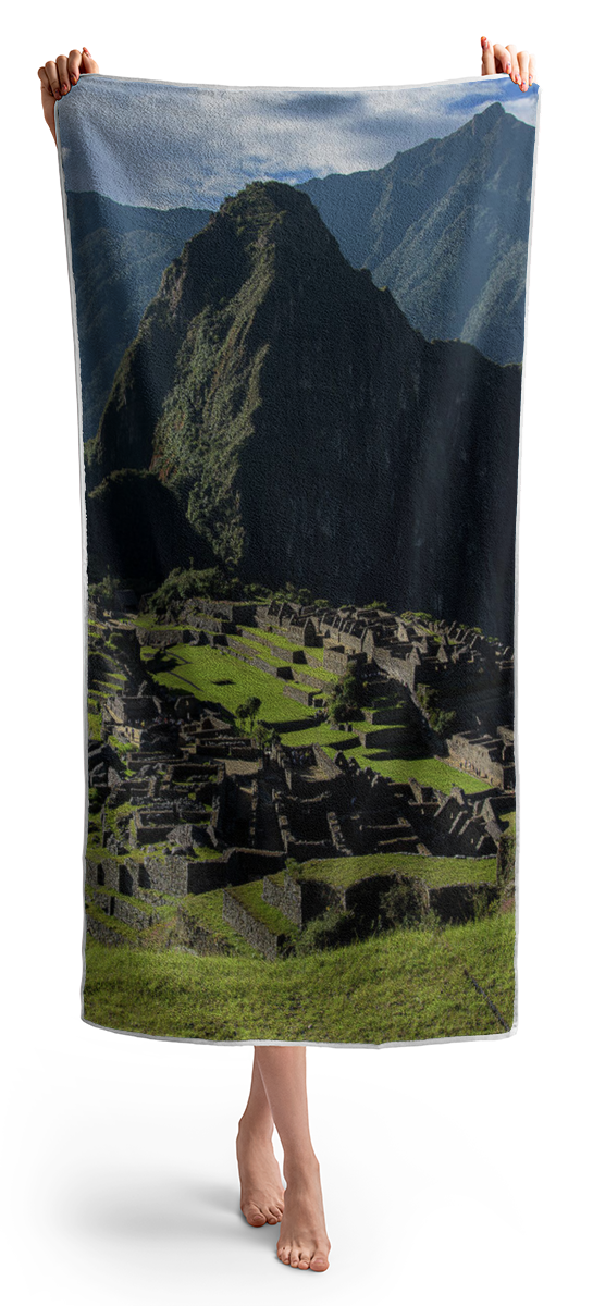 Majestic Ruins In A Mountain Valley Beach Towel