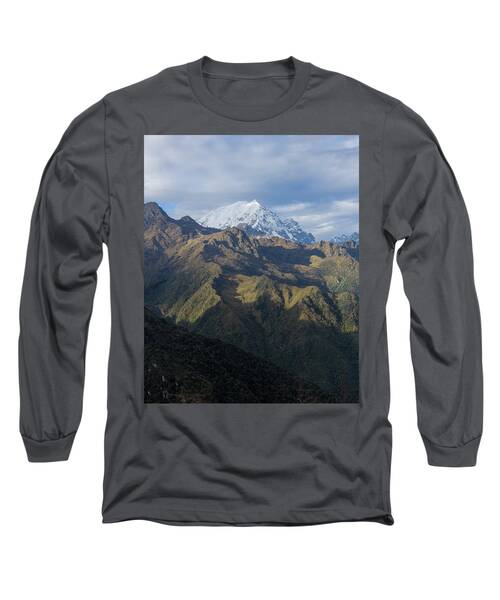 Majestic Andes Mountain Peaks Under Cloudy Sky Long Sleeve T-Shirt