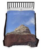 Majestic Mountain Peak Under Blue Sky Duvet Cover