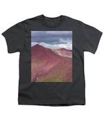 Vibrant Red Mountain Landscape Youth T-Shirt