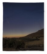 Twilight Comet Over Desert Landscape Fleece Blanket