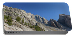 Majestic Mountain Peaks Under Blue Sky Portable Battery Charger