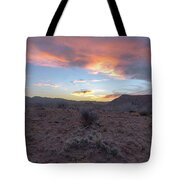 Desert Sunset Over Rugged Terrain Tote Bag