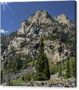 Majestic Mountain Peaks Under Blue Sky In Cascade Canyon Canvas Print