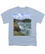 Coastal Bridge Over Rushing Waters Youth T-Shirt