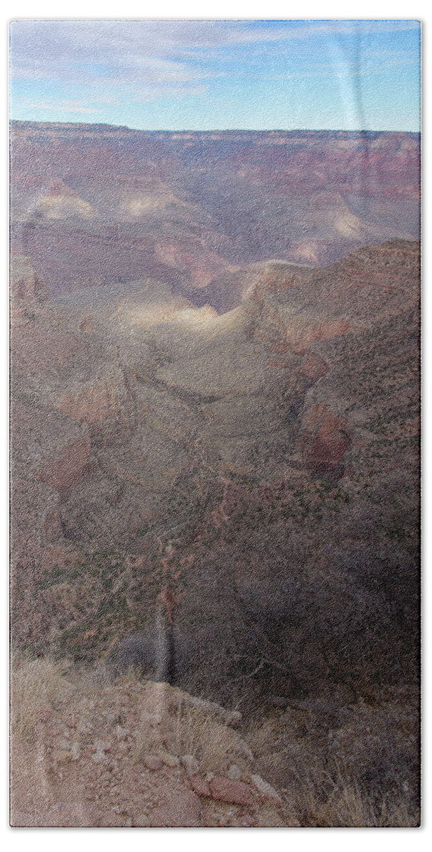 Majestic Grand Canyon Overlook Under Azure Sky Hand Towel