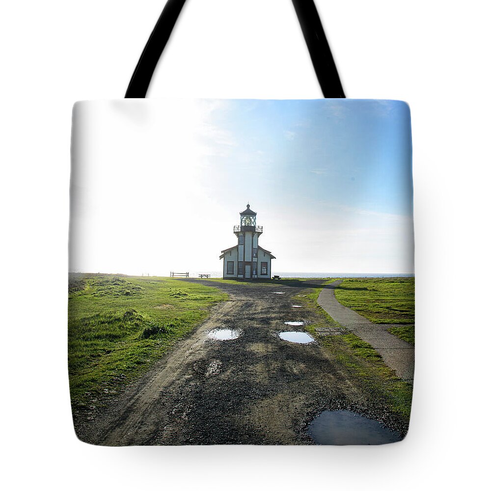 Lighthouse Under A Bright Sky Tote Bag