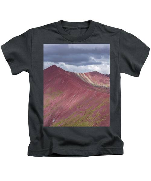 Vibrant Red Mountain Landscape Kids T-Shirt