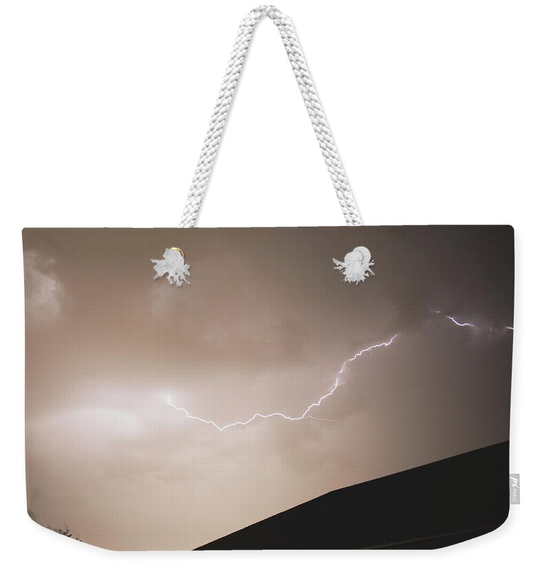 Lightning Illuminates Night Sky Weekender Tote Bag