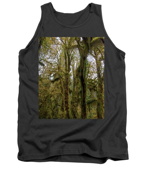 Moss-Covered Trees in a Dense Forest Tank Top