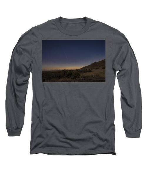 Twilight Comet Over Desert Landscape Long Sleeve T-Shirt