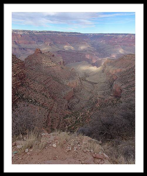 Majestic Grand Canyon Overlook Under Azure Sky Framed Print