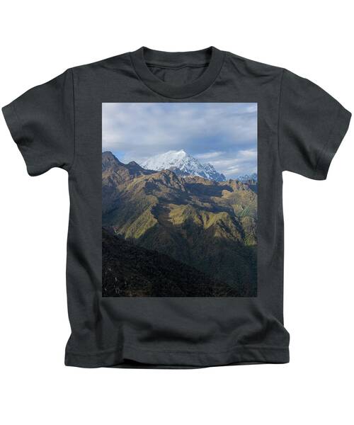 Majestic Andes Mountain Peaks Under Cloudy Sky Kids T-Shirt