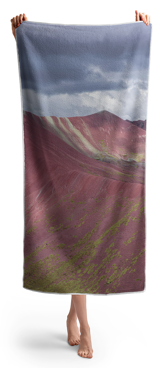 Vibrant Red Mountain Landscape Beach Towel