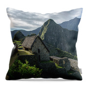 Ancient Ruins With Majestic Mountain Backdrop Throw Pillow