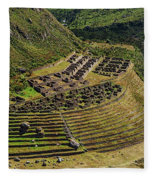 Ancient Terraces And Ruins In Andes Mountains Fleece Blanket