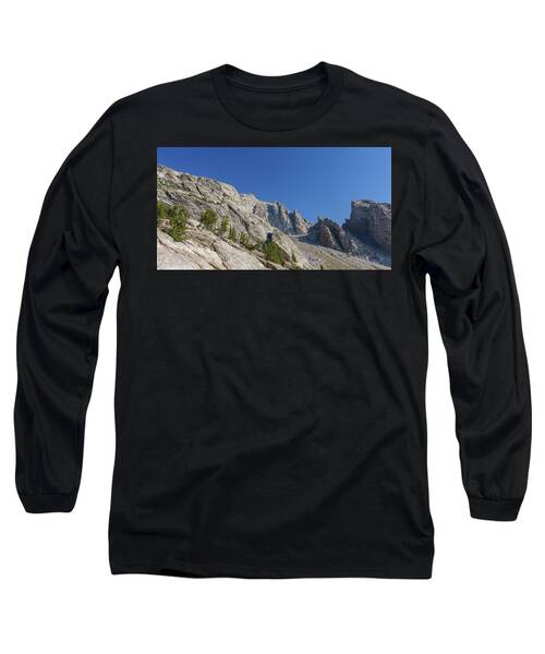 Majestic Mountain Peaks Under Blue Sky Long Sleeve T-Shirt