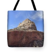 Majestic Mountain Peak Under Blue Sky Tote Bag