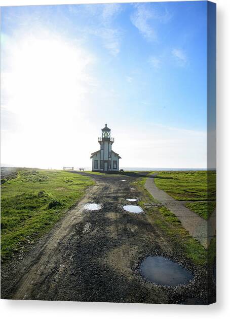 Lighthouse Under a Bright Sky Canvas Art Print by Brandon Wichmann