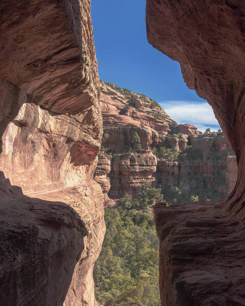 Canyon View Framed By Rocky Cliffs Poster