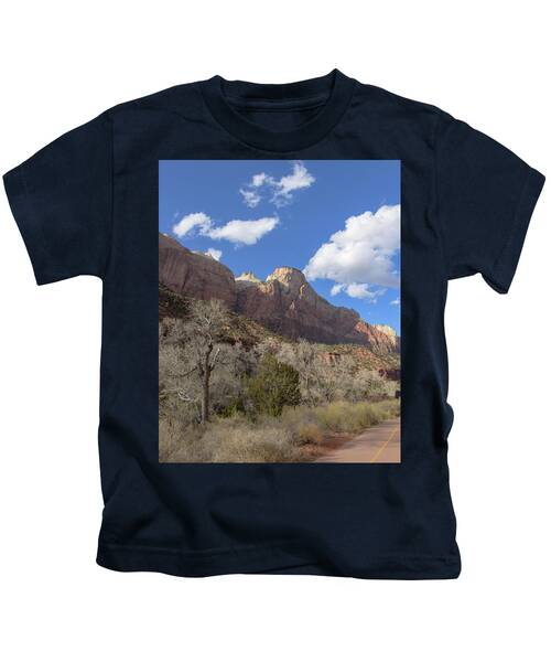 Majestic Mountain Under Clear Blue Sky Kids T-Shirt